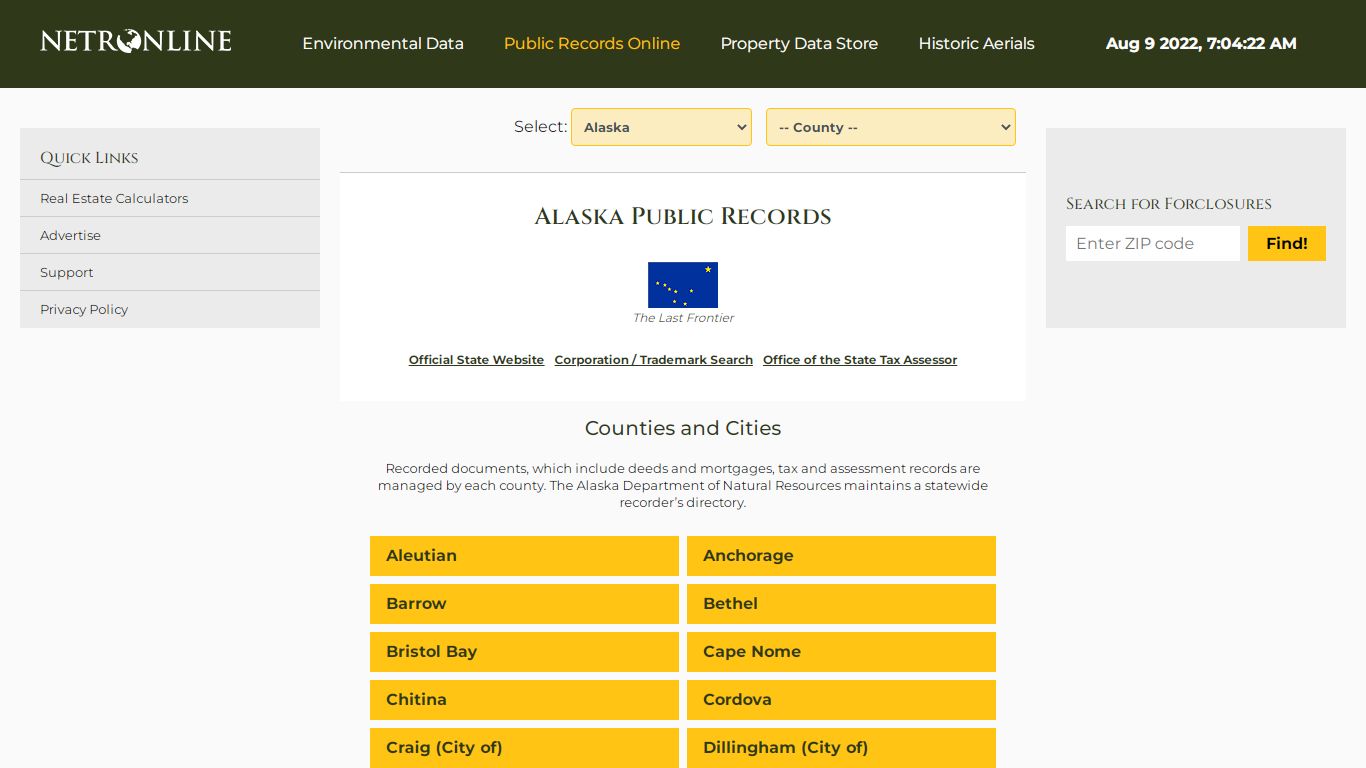 Alaska Public Records Online Directory